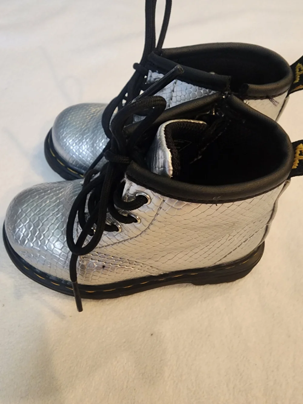 Doc Martens Silver Metallic Toddler Boots 6